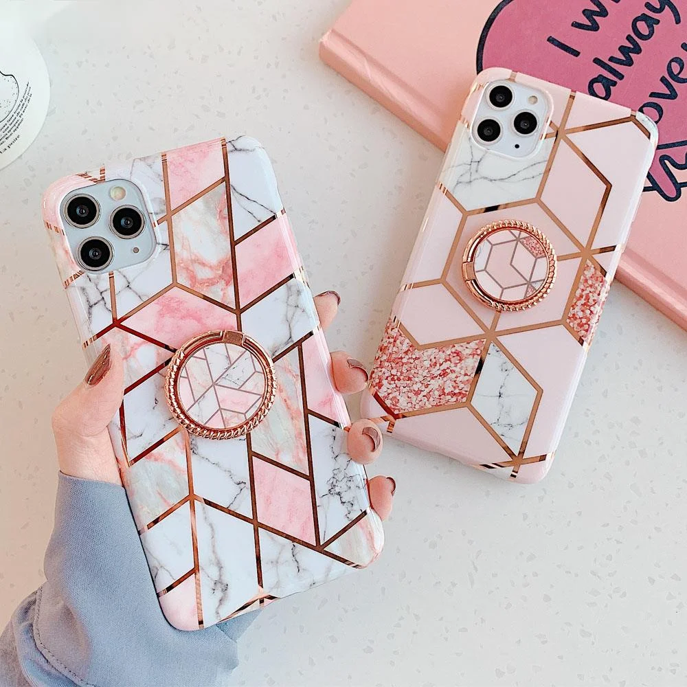

Finger Ring Holder Marble Phone Case For iphone 13 12 Mini 11 Pro X XR XS Max 8 7 Plus SE 2020 Case Cover Silicone Soft Back