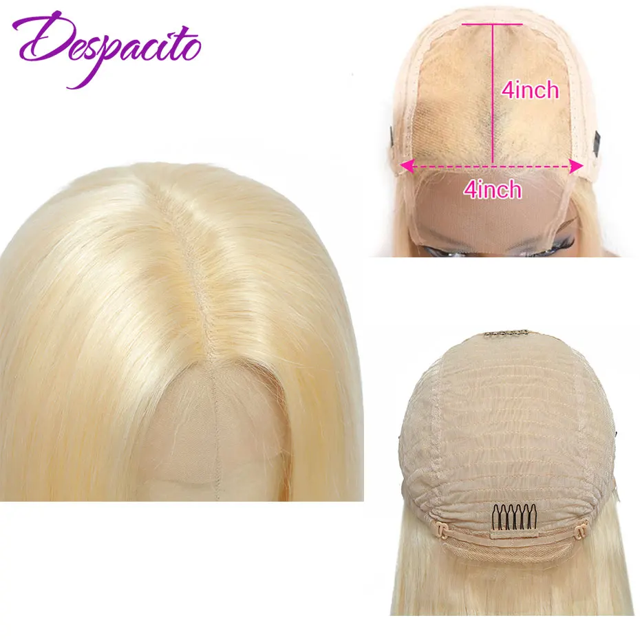 

613 Blonde Lace Closure Wig Human Hair Body Wave 4X4 Lace Wig For Women Pre Plucked Colored Hair Wig Transparent Lace Despacito