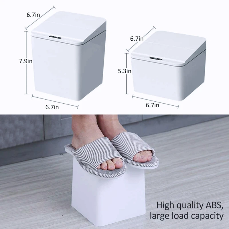 

NEW-Mini Automatic Trash Can for Car Desktop Kitchen Small Pressless Garbage Can with Lid Fast Response Sensor