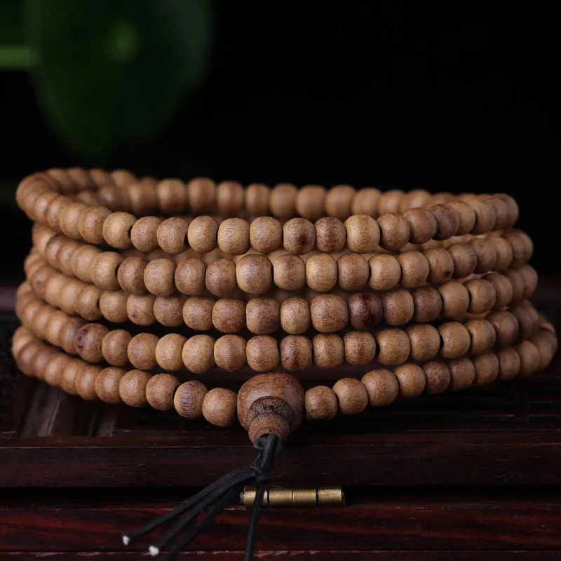 

Natural wooden beads bracelet 4mm multi-layer charm fine wooden bracelet