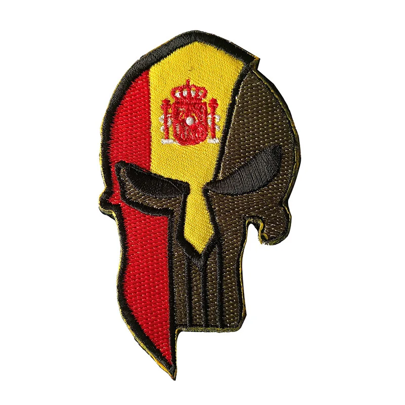 Spain XICC вышивка череп шлем флаг военная армия тактические заплатки Каратель значок для одежды сумки DIY Горячая Израиль спартанская наклейка - Цвет: Spain