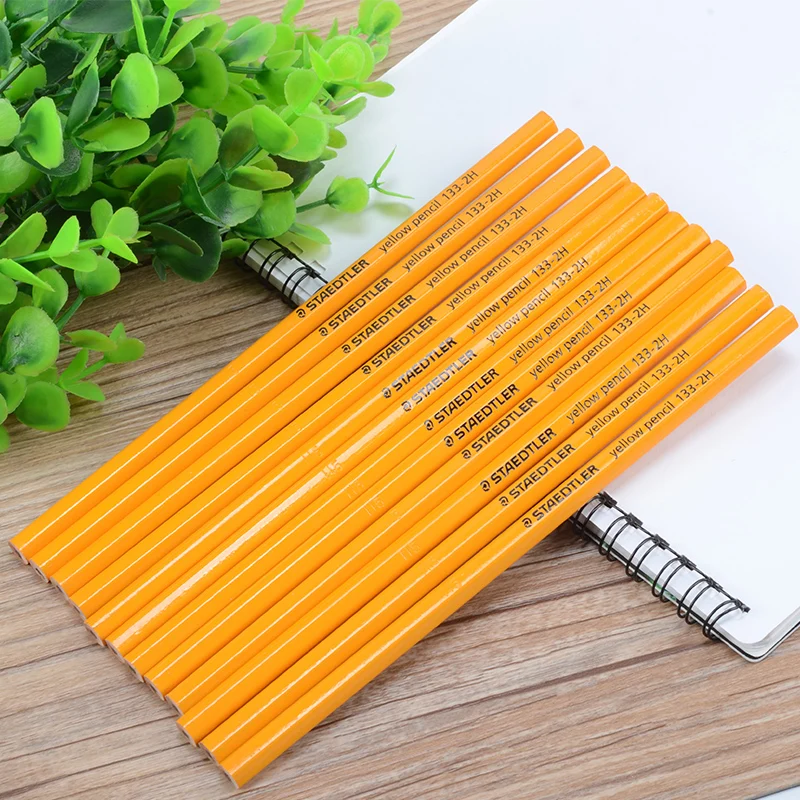 

24 pcs Germany STAEDTLER 133 2B/HB/2H Yellow Pen Body Sketching Writing Examination Pencil 134 Attached Eraser Stationery