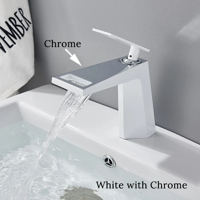 white with chrome Черный кран для раковины, кран для раковины, белый кран для раковины, кран для раковины, винтажный смеситель горячей и холодной воды, кран для ванны - Цвет: white with chrome