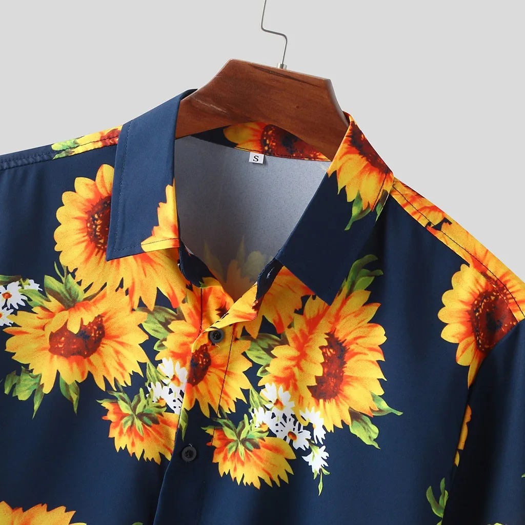 Гавайская рубашка мужская с длинным рукавом этническая Повседневная Блузка