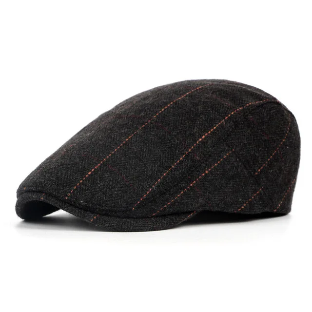 2019 Autumn Winter Men Cap Hats Berets British Western Style Wool Advanced Flat Ivy Gatsby Classic Vintage Striped Beret | Аксессуары