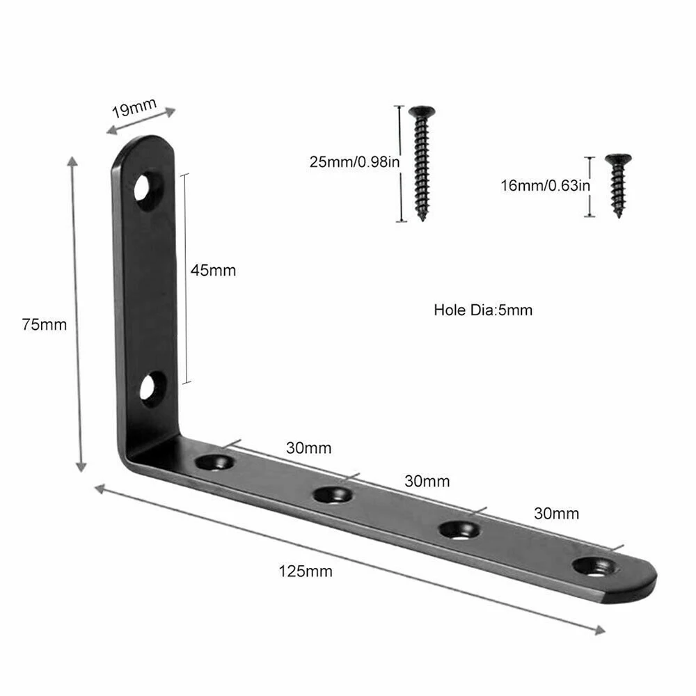 Утолщенный черный железный угловой фиксирующий кронштейн из нержавеющей стали