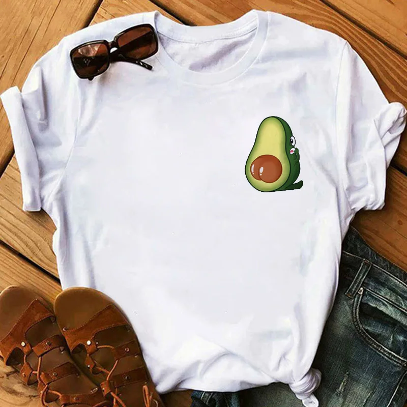 

Avocado Harajuku Funny Cartoon T Shirts Women Ullzang Vegan Small Fresh T-shirts 90s Graphic Tshirt Korean Style Top Tees Female