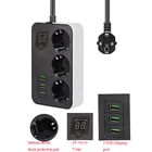 3EU розетка с умным таймером, плата питания, розетка с USB, 3 порта, адаптер зарядного устройства, 5 В, 1,8 А, М, Удлинительный кабель