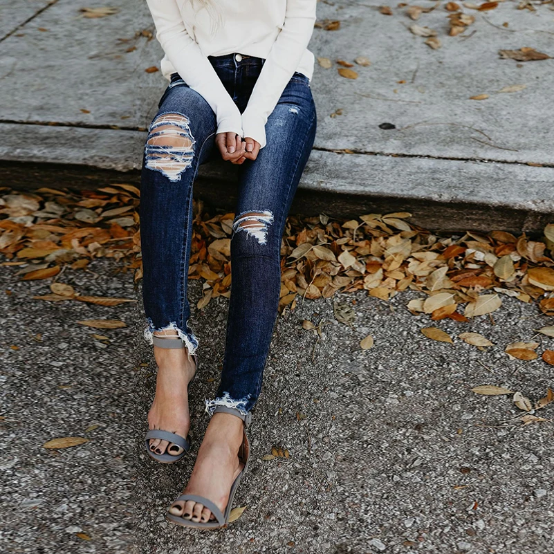 Уличная одежда из хлопка рваные джинсы бойфренда на лето и осень обтягивающие 2019