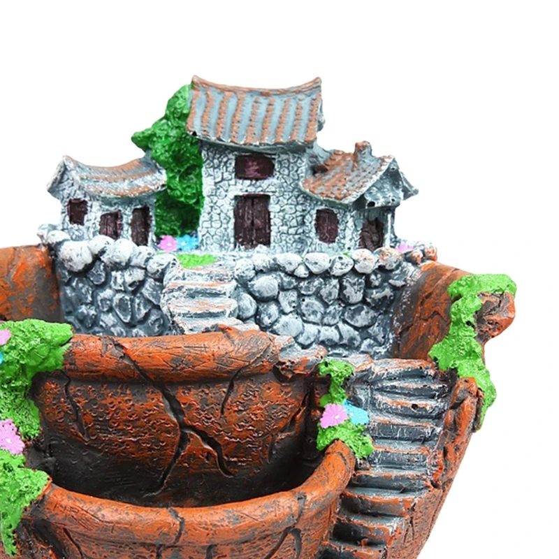 

Mini House Figurines Resin Flower Pot For Herb Cacti Succulent Plants Planter Home Garden Micro- Landscape Decor Crafts