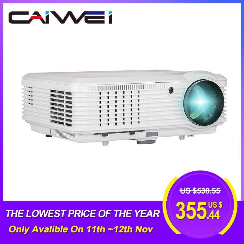 Caiwei A7W Full HD светодиодный ЖК проектор для домашнего кинотеатра 1080P 6000 люмен видео