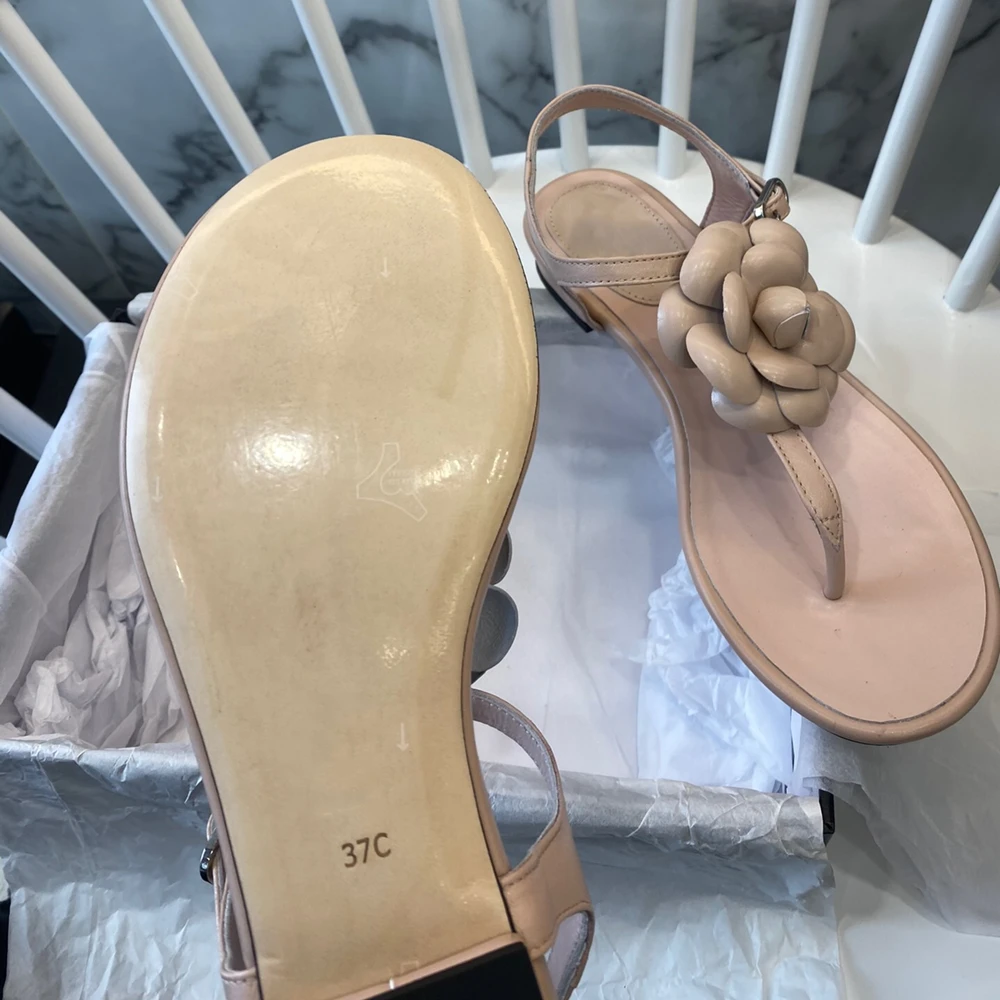 

Genuine Leather Women's Slippers Ins Fashion Flowers Sandals For Women Luxury Desinger Women's Summer Sandals