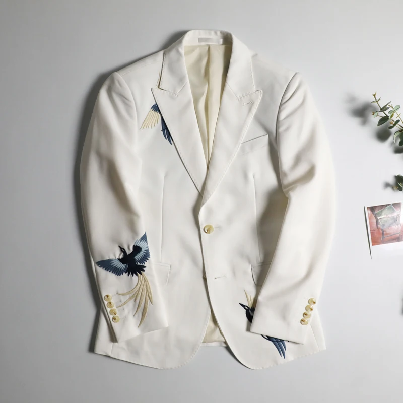 Свадебный Цветочный мужской костюм платье блейзер с вышивкой куртка Мужской