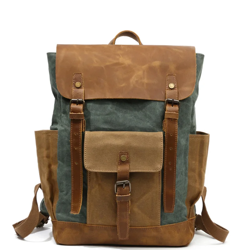 Рюкзак мужской из вощеной кожи 15 дюймов водостойкий|Мужские рюкзаки| |