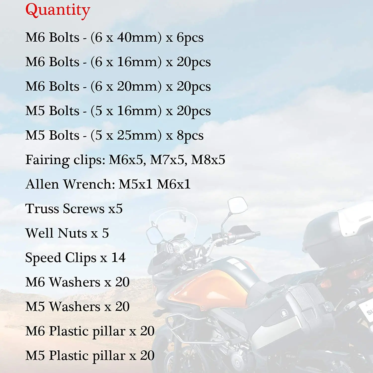 Мотоцикл обтекателя Комплект болтов крепежные болты для кузовных работ Suzuki TL1000R