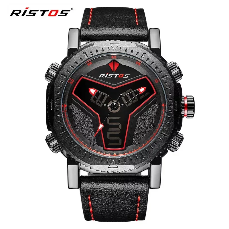 

Top brand RISTOS sports outdoor military watch waterproof luminous multifunctional dual display electronic quartz men's watch