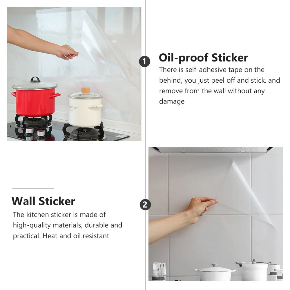 

1 Sheet Waterproof Stickers Transparent Self-adhesive Kitchen Oil-proof Stickers