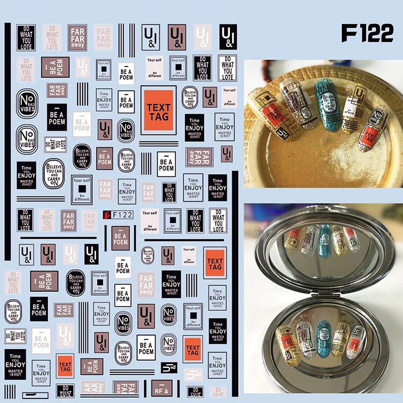 

10PCS Art Color English Alphabet Color Line Pattern Nail Sticker Nail Slider Decoration Beauty Tool