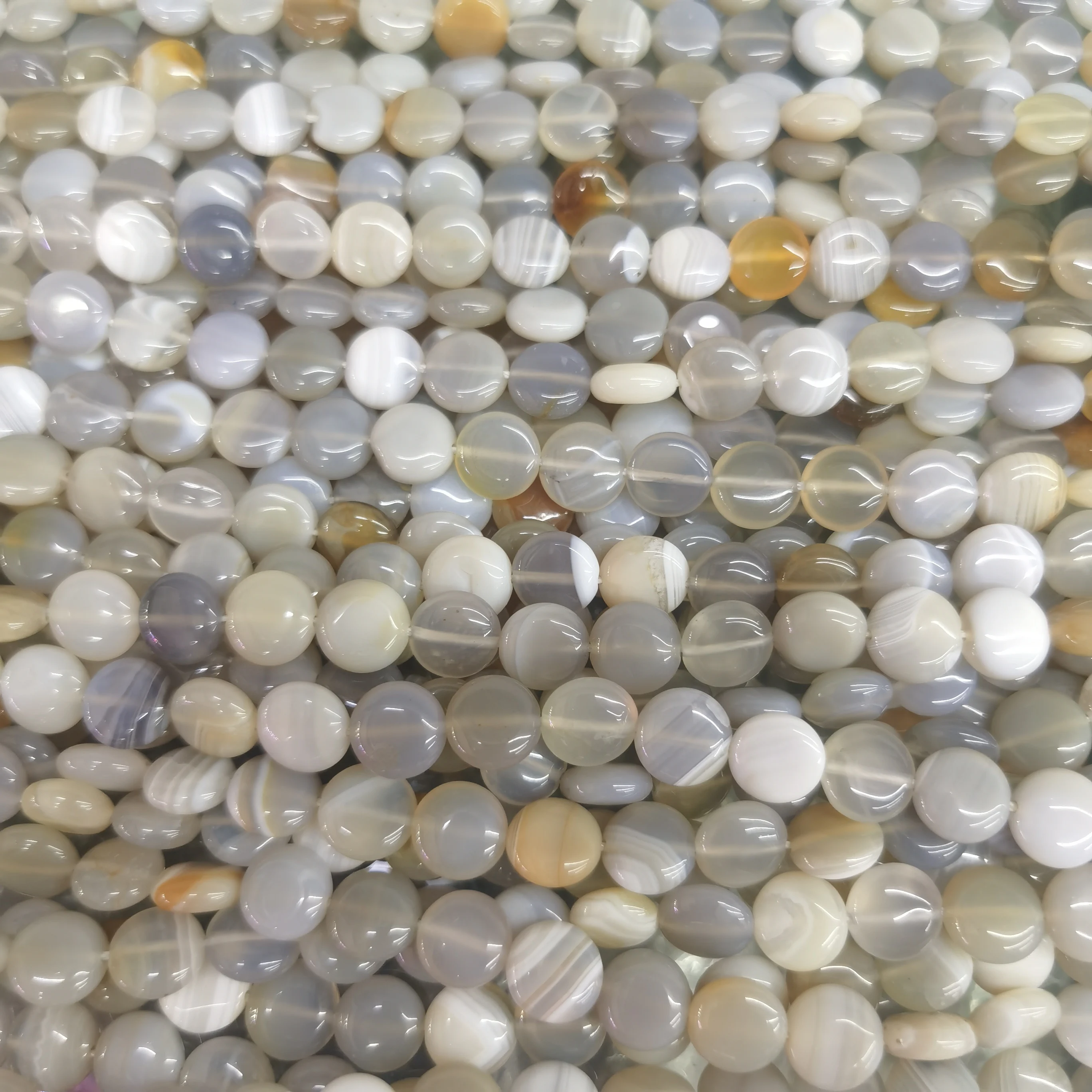 

Natural banded agate 10mm Round cake Long chain