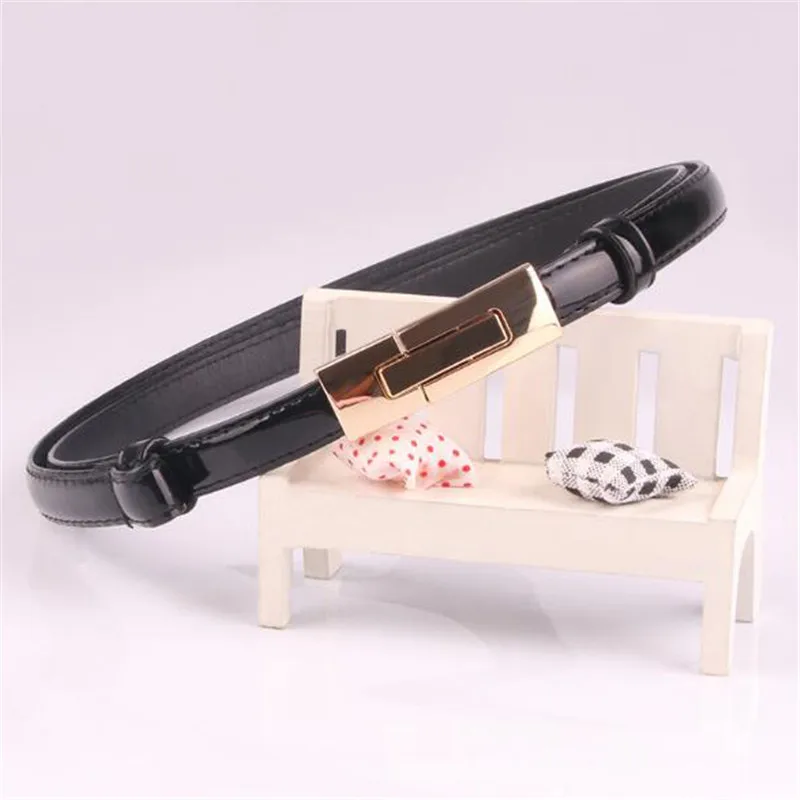

100cm*1.4cm Slim Waistband Women Solid Color PU Belts Female Fashion Lady Metal Buckle Dress Strap