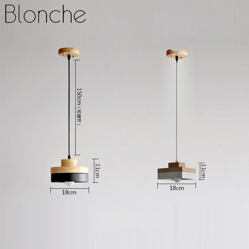 Современные деревянные подвесные светильники Blonche круглая/квадратная лампа для
