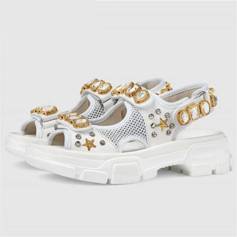 Модные женские сандалии со стразами на платформе Женские повседневные туфли