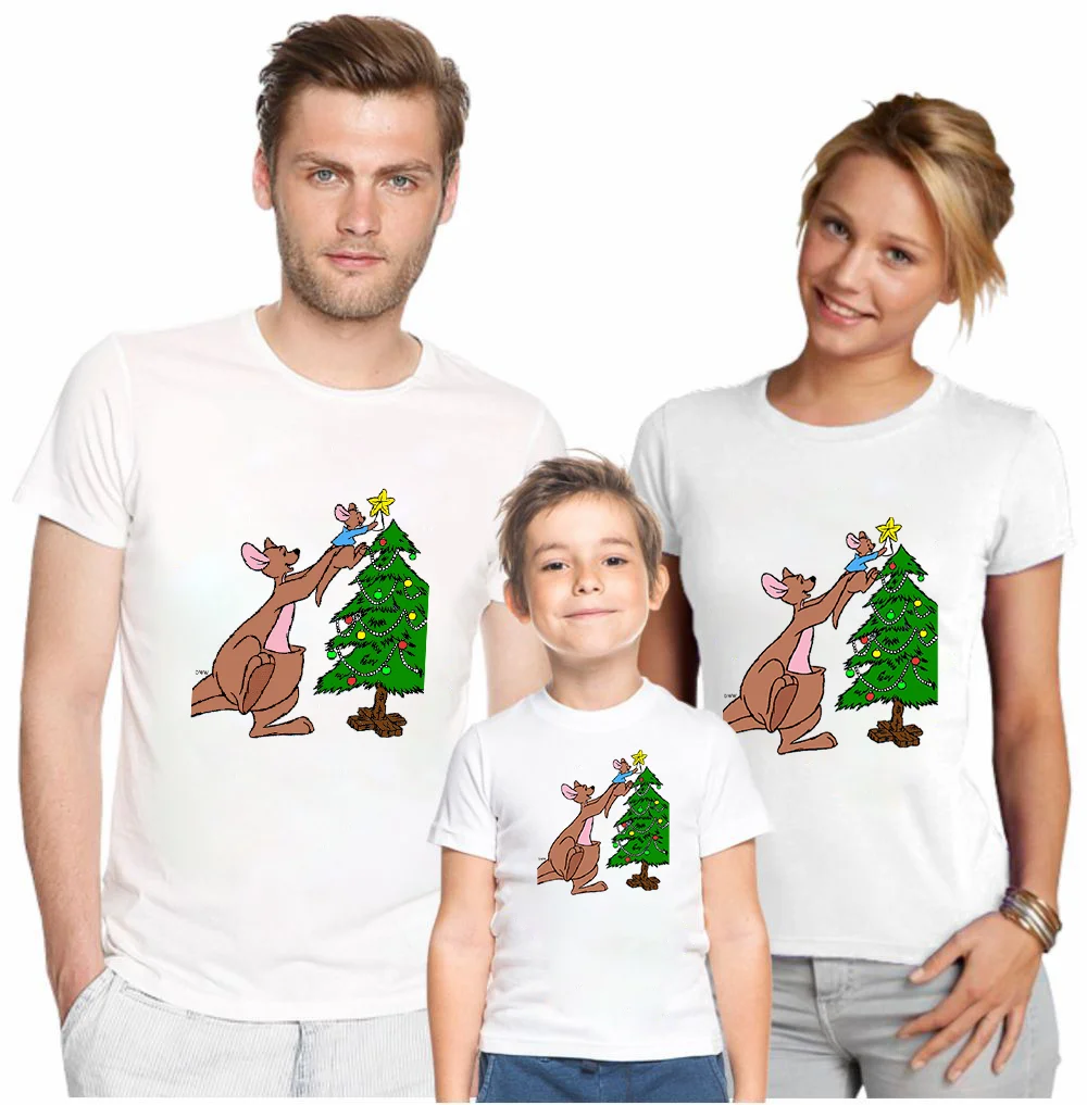 

Disney Fashion Christmas Cotton Tshirt Cute Cartoons Children Kawaii Colour Clothes Casual Pullove Parent-Child Soft Funny