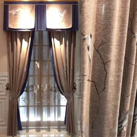 new chinese style luxury villa living room cotton linen embroidery bedroom study floor custom curtain finished curtain crane