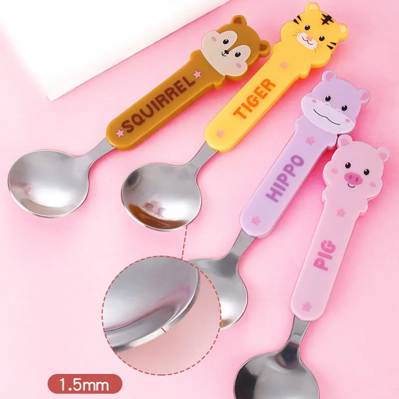 

New Cute Cartoon Spoon Baby Tableware Stainless Steel Animal Spoon Stylish Students Anti-scald Spoon High Quality Durable