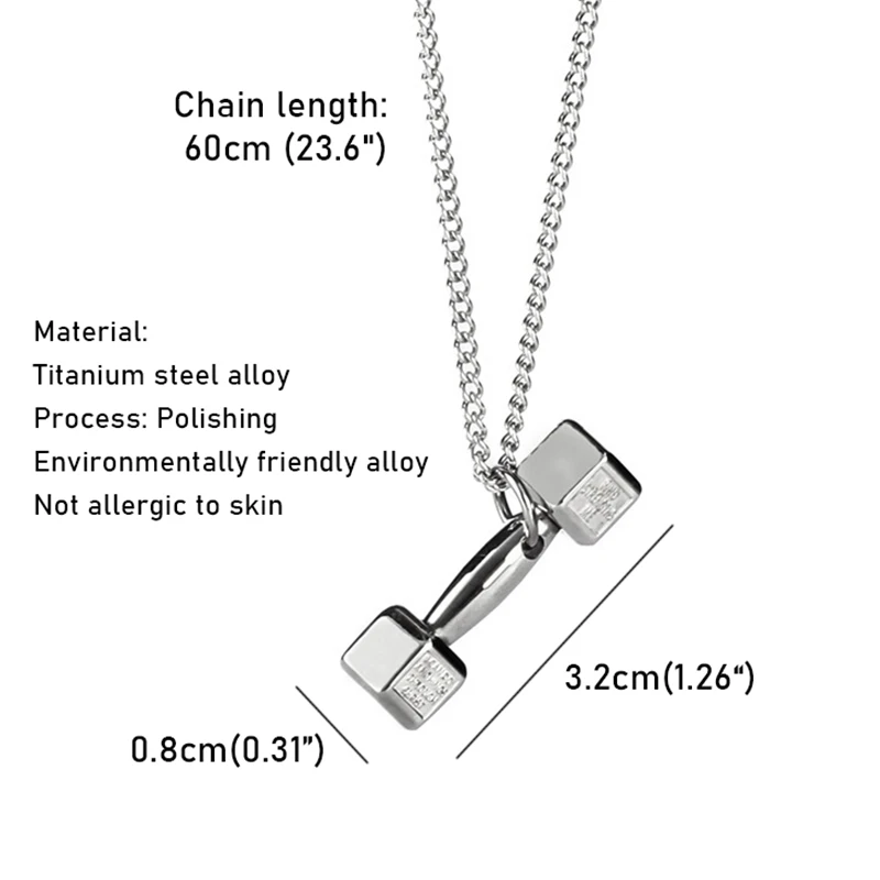 

Gym Dumbbell Pendant Necklace Personalised Sided Dumbbell Necklace Gym Jewelry Charm Workout Long Sweater Chain Gifts