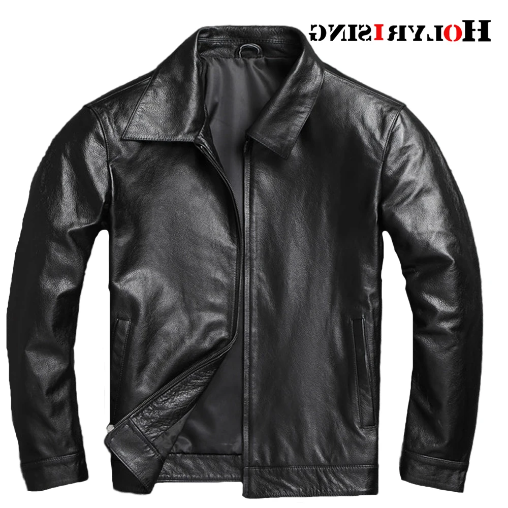 

Мужская мотоциклетная куртка из 100% натуральной воловьей кожи, с отложным воротником