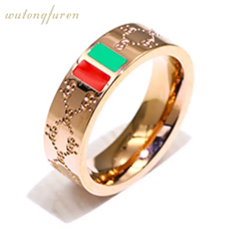 Японское и корейское модное кольцо для пары в красную зеленую полоску титановое
