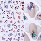 3D голографические лазерные наклейки для ногтей в виде бабочки, градиентные цветные наклейки для ногтей в виде бабочки, розы, гортензии, Слайдеры для ногтей, наклейки для украшения ногтей