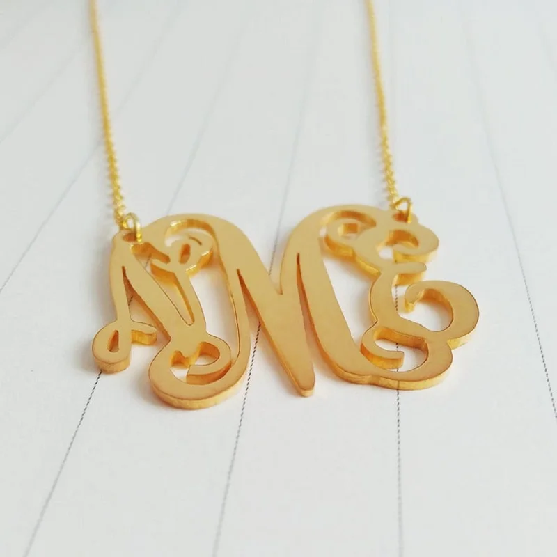 Initial Monogram Necklace Personalized Monogram Necklace Gold Monogram Necklace Personalized Monogram Necklace Custom Jewelry