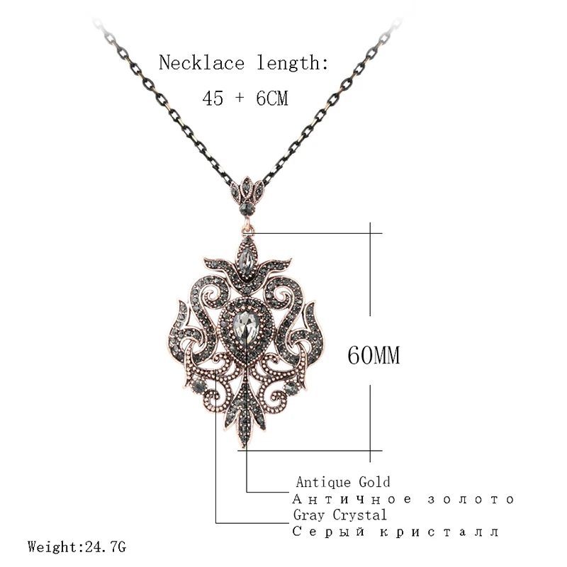 Уникальное ожерелье Wbmqda с серым кристаллом для женщин античное золото винтажные
