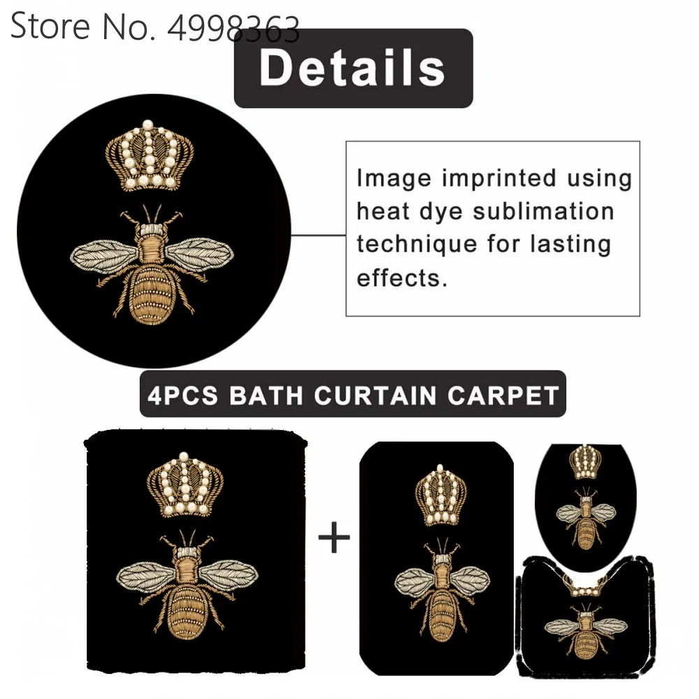 Набор из 4 предметов для ванной комнаты с сотовой королевой занавес крышка