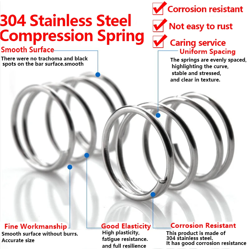 CoolXYZ пружина из нержавеющей стали давления сжатия возврата провода диаметром 1 6