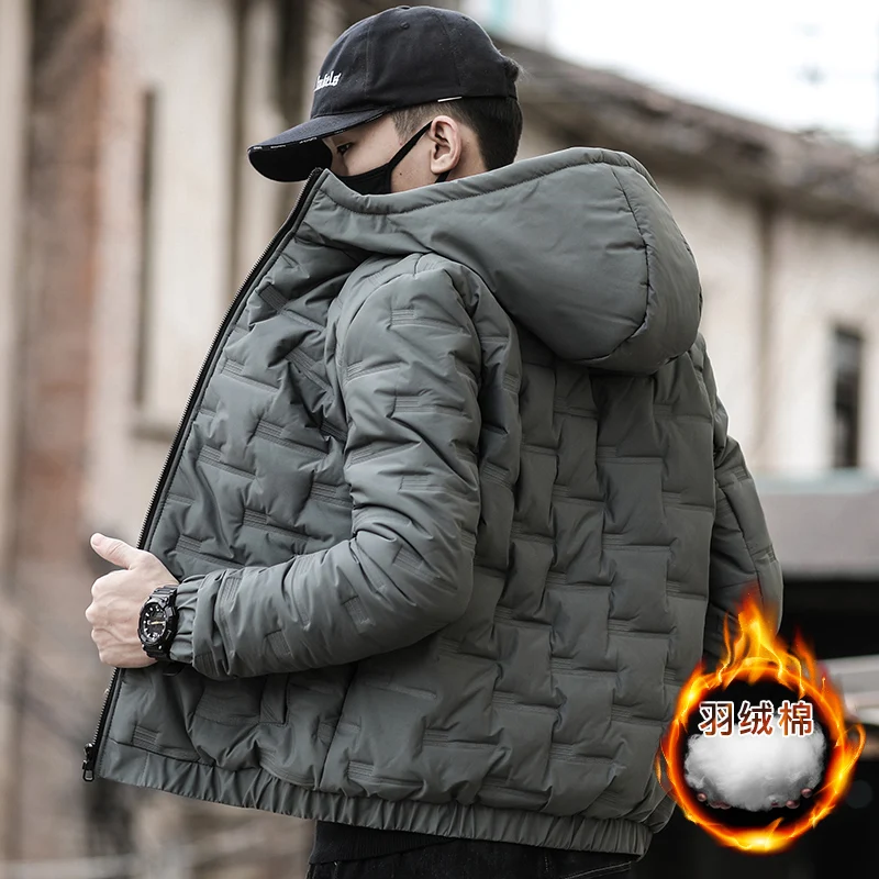 Men Winter Parkas Coat Zipper Pocket Thick Hooded  Jackets Male Fashion Casual Solid streetwear Oversize jacket tops Thick Warm
