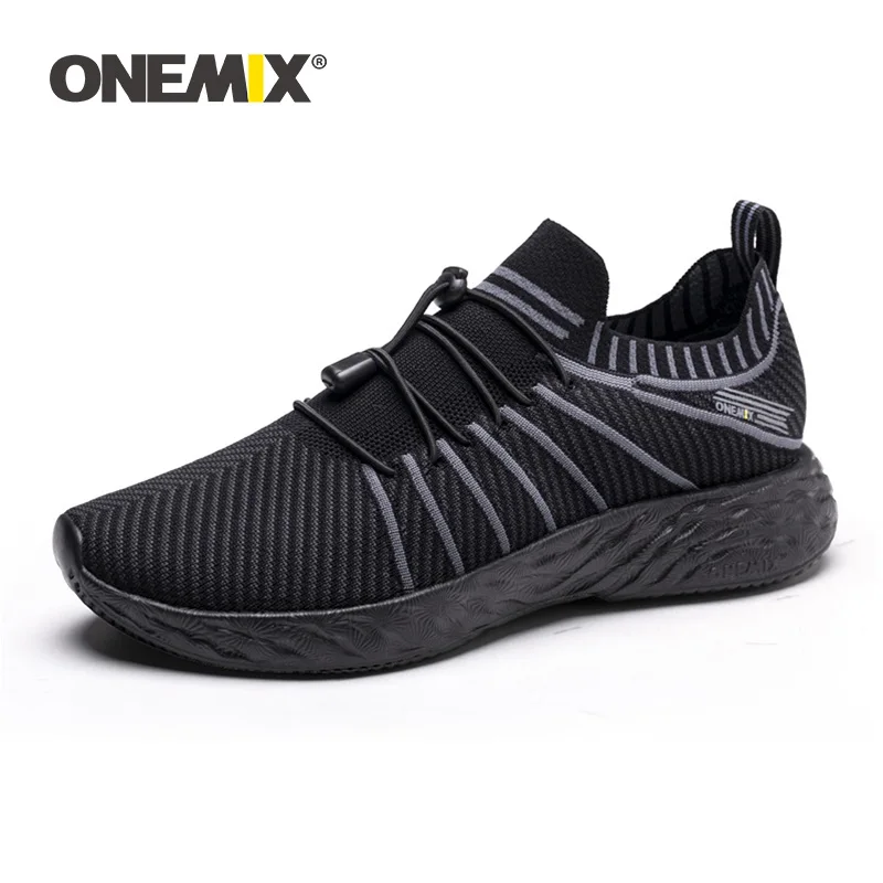 ONEMIX 2023 New Black Running Shoes for Men Waterproof Breathable Training Sneakers Male Outdoor Anti-Slip Trekking Sports Shoes