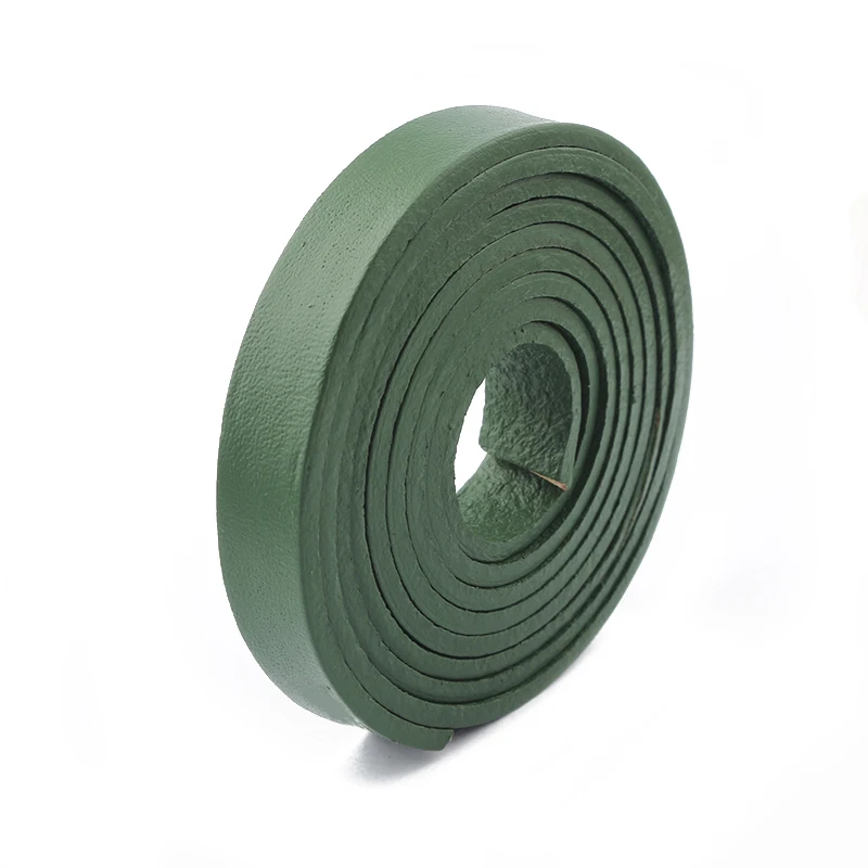 Green 2 метра красный/черный/коричневый/белый/зеленый 10x2 мм Натуральная плоская кожаная веревка для кожаного браслета Neckalce ювелирных изделий Изготовление - Цвет: Green