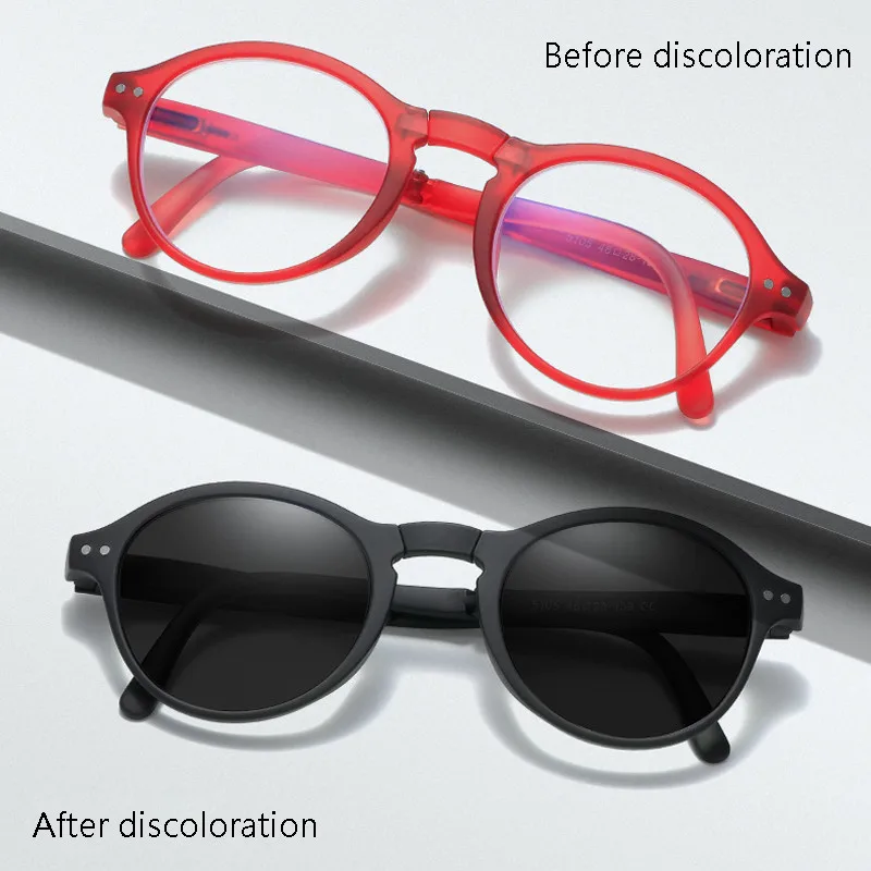 

Очки Seemfly унисекс с защитой от сисветильник, умные портативные складные компьютерные очки с круглой оправой, Обесцвечивающие, модные