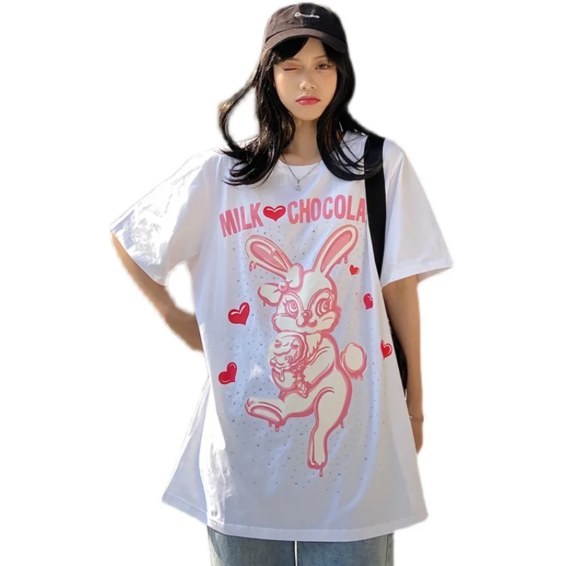 

2021 Summer Women Cute Casual T-shirt Cartoon Printed Streetwear Female O-neck Tops Tee Short Sleeve Fashion Clothes