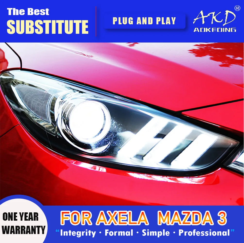 

Фара AKD для Mazda 3, подсветка для Mazda 3 Axela 2014-2016, фары для Mazda 3 DRL, сигнал поворота, дальний свет, линза проектора Angel Eye
