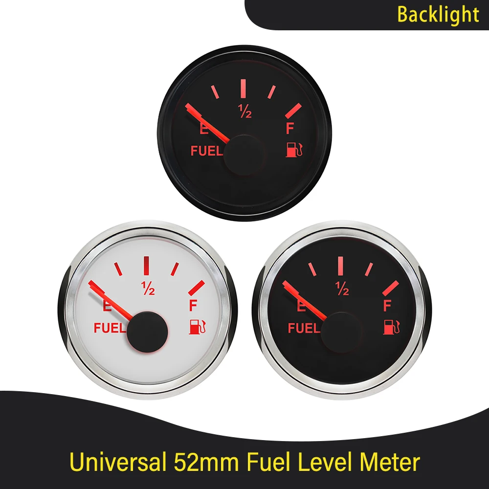 

2" Universal Marine Auto Fuel Oil Tank Level Gauge Meter 0-190ohm Signal For Boat Tuck 12V 24V With Red Backlight level Sensor