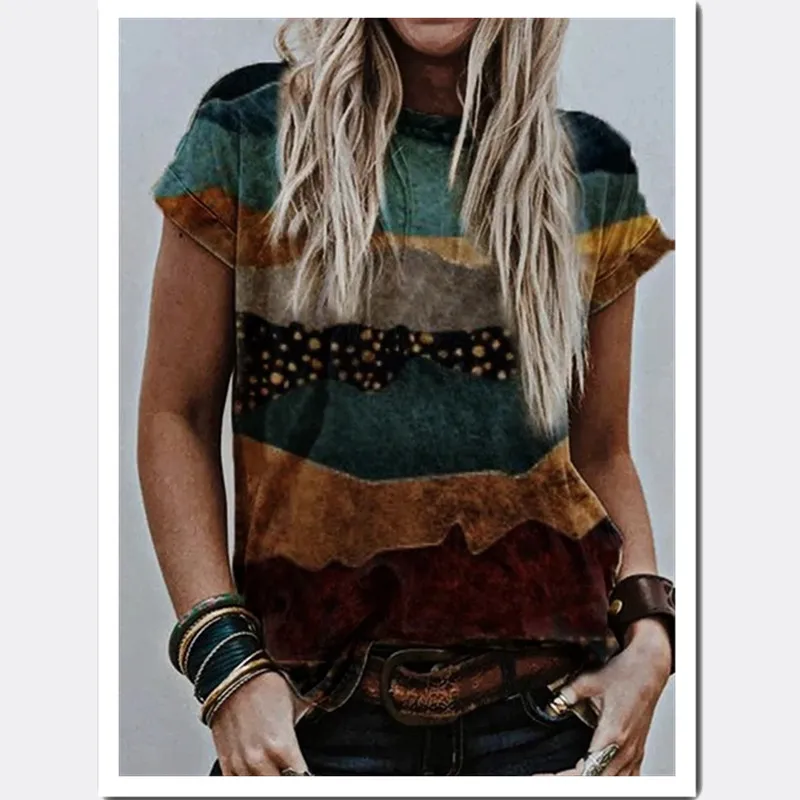 

Landscape Printed t Shirt Female Top Harajuku Pullover Women Clothing Casual Ladies Summer Top Tees Short Sleeve Women's t Shirt