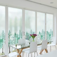 custom size static cling window film forest decorative private frosted glass sticker for bedroom bathroom kitchen living room