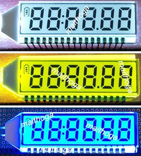 17PIN TN положительная 6 разрядная сегментная ЖК панель белая/синяя/зеленая желтая