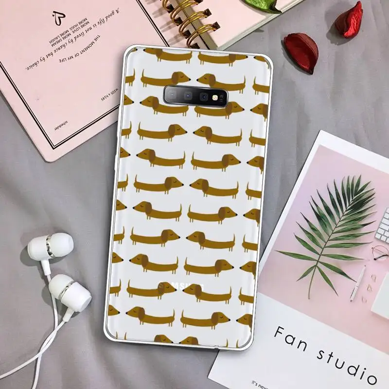 

Dog Cute dachshund pattern high quality Phone Case capa Transparent For Samsung Galaxy A 71 21s S note 8 9 10 plus 20 ultra