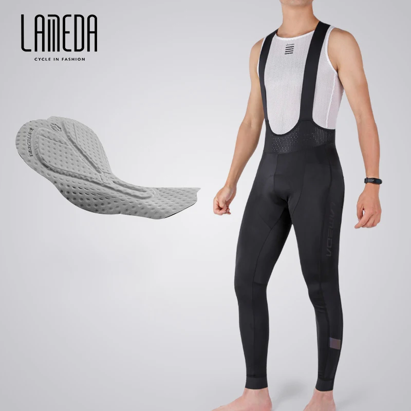 LAMEDA Pro Racing Padded Cycling Bib Pants Summer Autumn High Density Pad Bike Pants Breathable Mesh Back Reflective Bib Pants