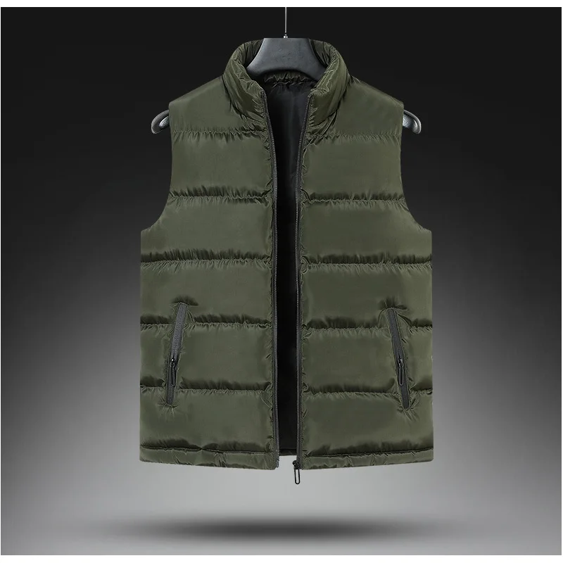Autumn and winter men's fashion casual jacket men's padded jacket slim down cotton solid color plus fat waistcoat